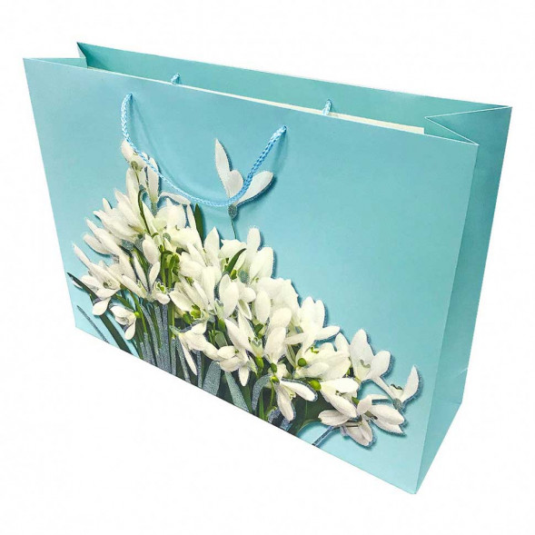 Пакет ЛЮКС Цветы с блестками размер 55*40*15см