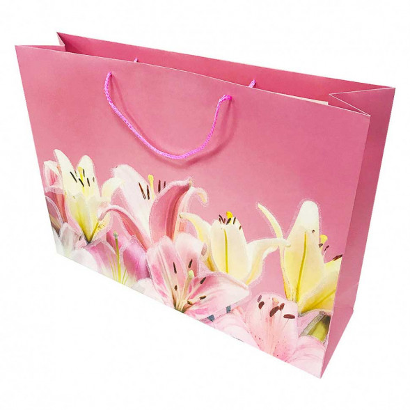 Пакет ЛЮКС Цветы с блестками размер 55*40*15см