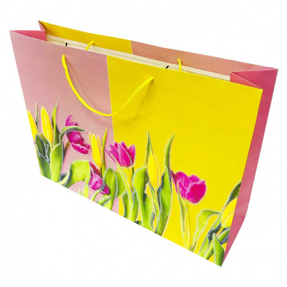 Пакет ЛЮКС Цветы с блестками размер 55*40*15см