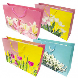 Пакет ЛЮКС Цветы с блестками размер 55*40*15см