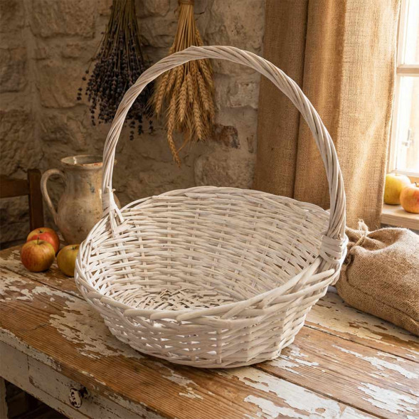 Корзина овальная белая ива скошенный край в 3-х размерах арт 830800