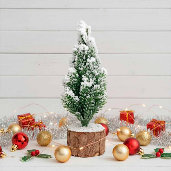 Ель заснеженная на пенечке Н-15см