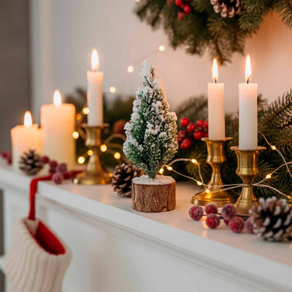 Ель заснеженная на пенечке Н-15см