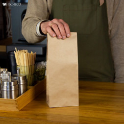 Пакет бумажный крафт 70г/м2 размер 25*12*8см уп 10шт