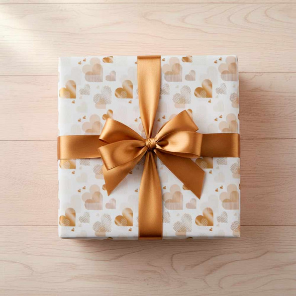 Бумага подарочная Сердечки размер листа 70*100см уп 2л