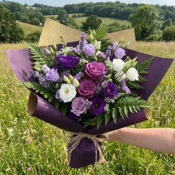 Пленка в рулоне матовая двухцветная крафт фиолетовая размер 58см*10м 65мкм