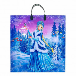 Пакет с пластмассовыми ручками Снегурочка размер 40*44см