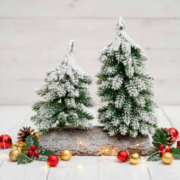 Елочки заснеженные на пенечке Н-19 и 15см  