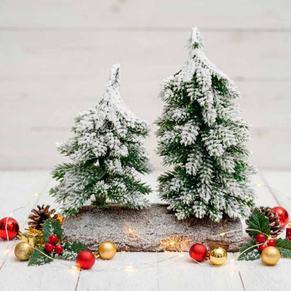 Елочки заснеженные на пенечке Н-19 и 15см  