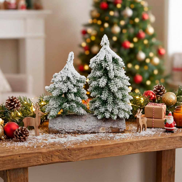 Елочки заснеженные на пенечке Н-19 и 15см  