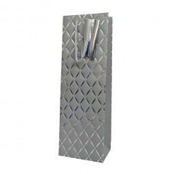Пакет под бутылку ЛЮКС Ромбики с тиснением размер 12*36*9см