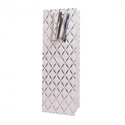 Пакет под бутылку ЛЮКС Ромбики с тиснением размер 12*36*9см