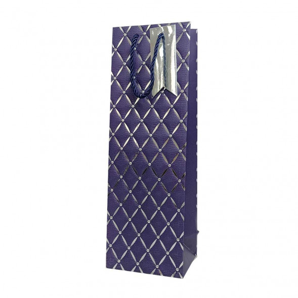 Пакет под бутылку ЛЮКС Ромбики с тиснением размер 12*36*9см