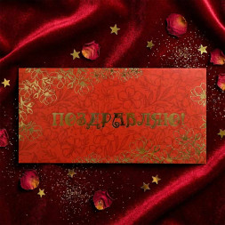 Конверт для денег Поздравляю 8*16,5см арт 48281