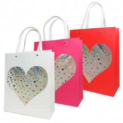 Пакет ЛЮКС Сердце прозрачное с плоской ручкой размер 26*32*12см