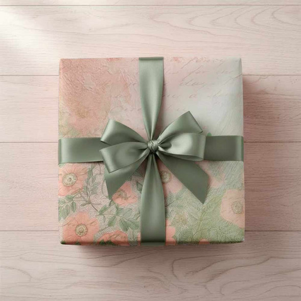 Бумага крафт лист Цветы розовая размер 50*54см