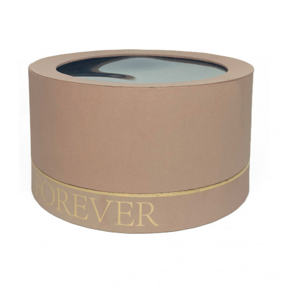 Коробка круг Forever с окошком коричневая размер 25*15см
