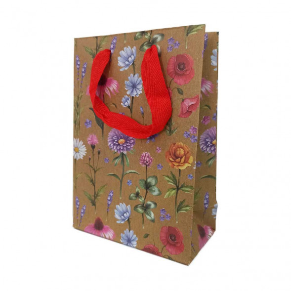Пакет крафт Цветы размер 14*20*7см