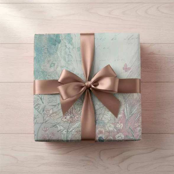 Бумага крафт лист Цветы фиолетовая размер 50*54см