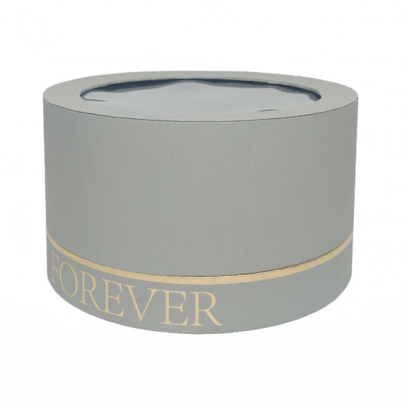Коробка круг Forever с окошком серая размер 25*15см