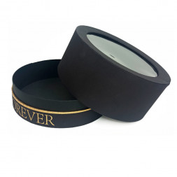 Коробка круг Forever с окошком чёрная размер 25*15см