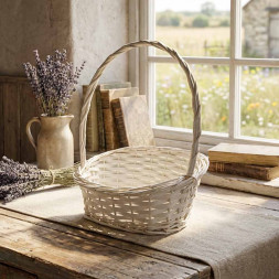 Корзина овальная белая ива скошенный край в 3-х размерах