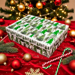 Коробка прямоугольная НГ Елочки размер 33*24*9см