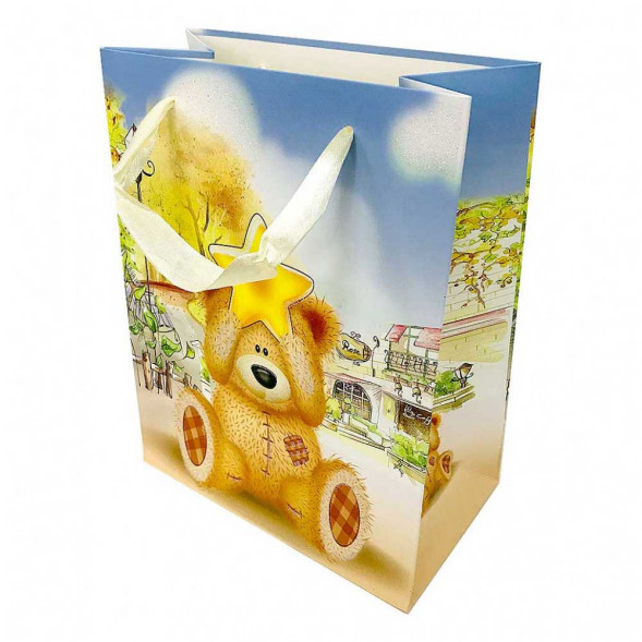 Пакет ЛЮКС Мишка с блеском размер 26*32*12см