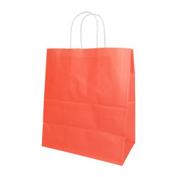 Пакет бумажный красный с крученой ручкой 70г/м2 размер 23*25*12см уп 10шт