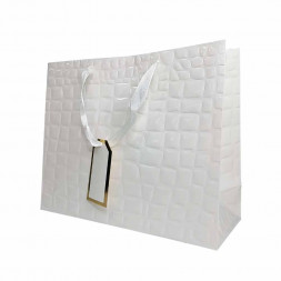 Пакет ЛЮКС Кожа белая лак размер 45*34*14см