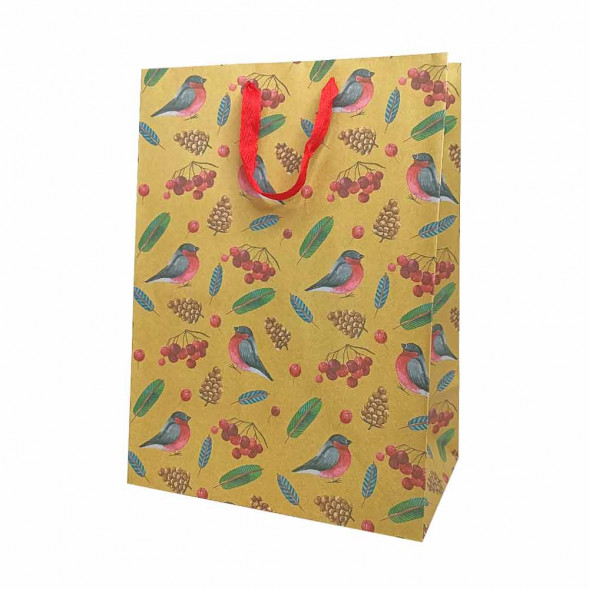 Пакет крафт новогодний размер 31*44*19см