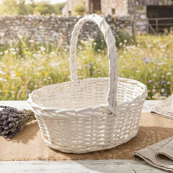 Корзина овальная белая ива размер 40*32*16*39см арт 853694