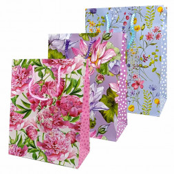 Пакет матовый бумажный Цветы размер 18*23*10см
