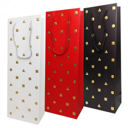 Пакет под бутылку ЛЮКС Золотые фигуры размер 12,7*36*8см