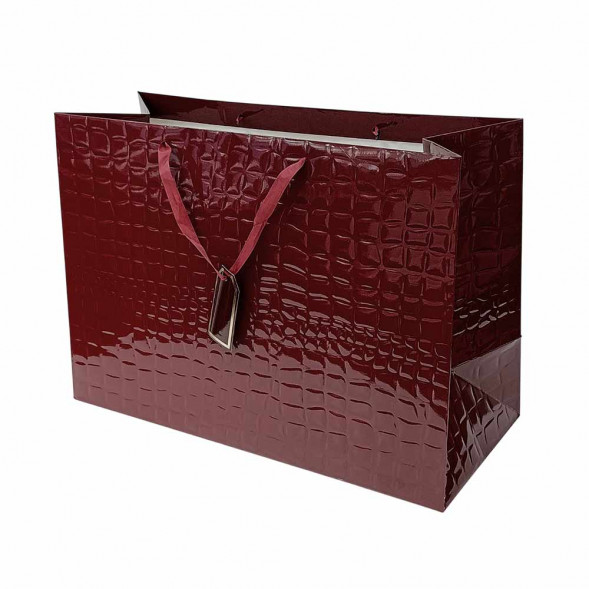 Пакет ЛЮКС Кожа бордо лак размер 54*38*23см