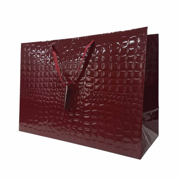 Пакет ЛЮКС Кожа бордо лак размер 54*38*23см