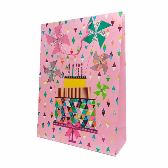 Пакет ЛЮКС День рождения с блеском размер 26*32*10см