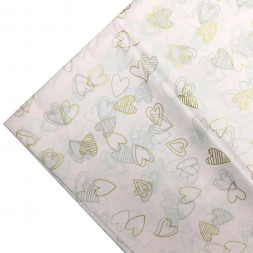 Бумага тишью в листах Сердца на розовом размер 50см*66см