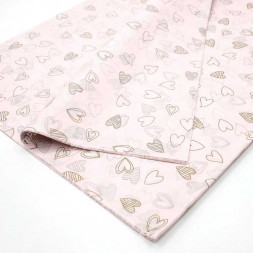 Бумага тишью в листах Сердца на розовом размер 50см*66см