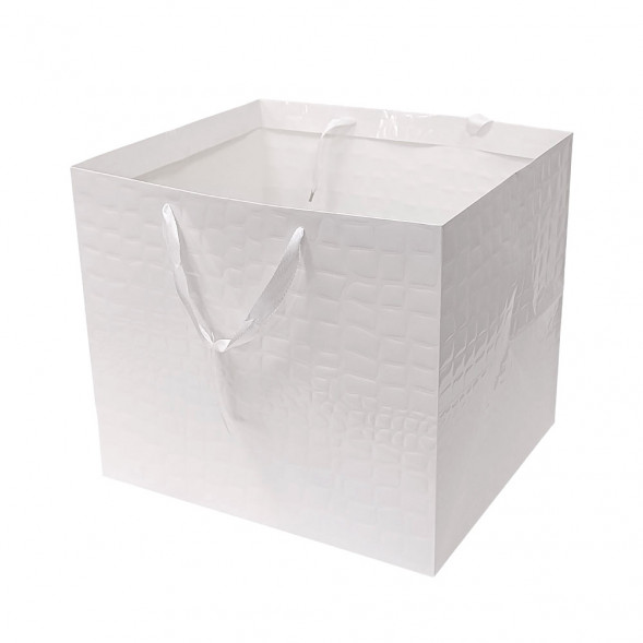 Пакет ЛЮКС Кожа белая лак размер 40*35*35см