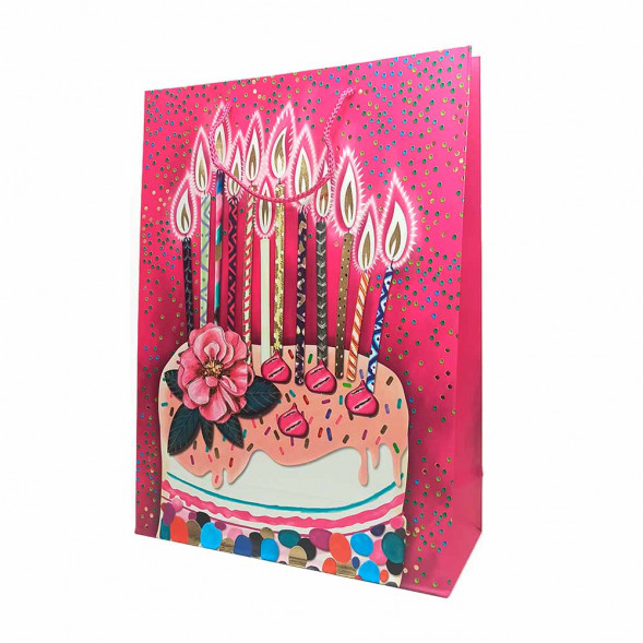 Пакет ЛЮКС День рождения с блеском размер 31*42*12см