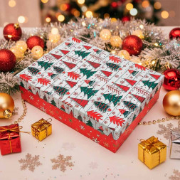 Коробка прямоугольная НГ Елочки в 3-х размерах