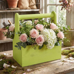 Ящик флористический с ручкой светло зеленый размер 25*13*24см