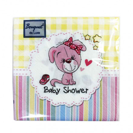 Салфетки бумажные Baby shower с рисунком 24*24см 3-х слойные 25шт