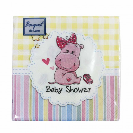 Салфетки бумажные Baby shower с рисунком 24*24см 3-х слойные 25шт