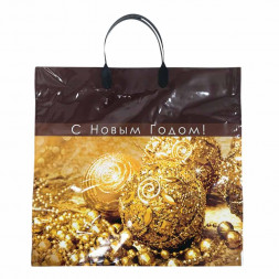 Пакет с пластмассовыми ручками Золотые шары размер 34*37см