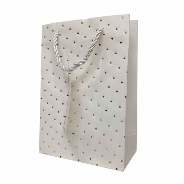 Пакет ЛЮКС Золотые точки размер 14*20*7см