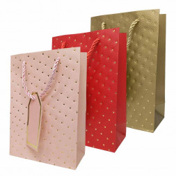 Пакет ЛЮКС Золотые точки размер 14*20*7см