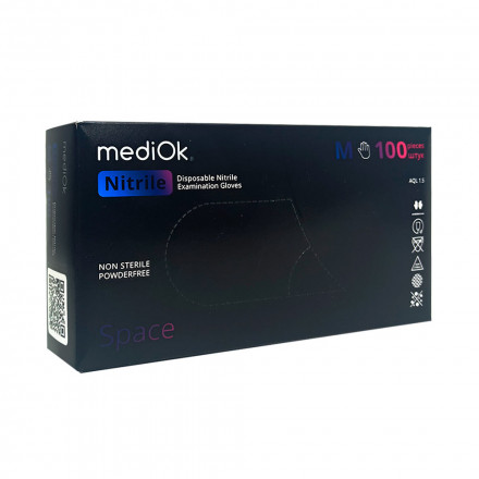 Перчатки нитриловые MediOk черные 50 пар XS, M, L