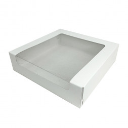 Коробка для торта с окном белая размер 225*225*60мм